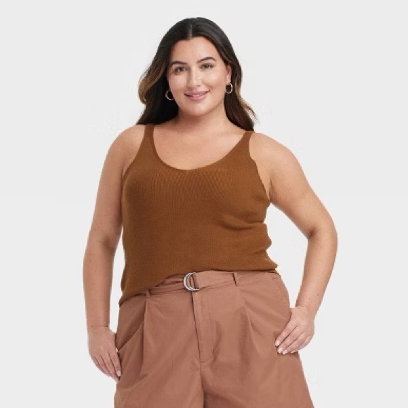 a new day Women's XXL Ribbed Camisole Tank Top - Warm Rust - Picture 8 of 9